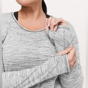 Lululemon Sweat Embrace Long Sleeve Top in Space Dye Camo Seal Grey Deep Coal